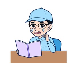 Young man in light blue work clothes