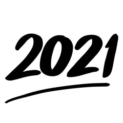 Hand drawn sketched numbers of new year. doodle New year 2021 lettering . Vector template for cards, prints, labels, t-shirts, invitations. vector illustration.