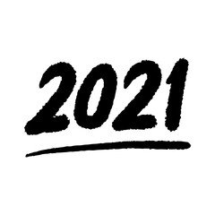 Hand drawn sketched numbers of new year. doodle New year 2021 lettering . Vector template for cards, prints, labels, t-shirts, invitations. vector illustration.