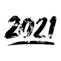 Hand drawn sketched numbers of new year. doodle New year 2021 lettering . Vector template for cards, prints, labels, t-shirts, invitations. vector illustration.