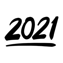 Hand drawn sketched numbers of new year. doodle New year 2021 lettering . Vector template for cards, prints, labels, t-shirts, invitations. vector illustration.
