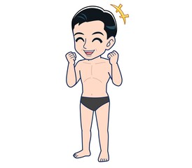 Naked man in black pants