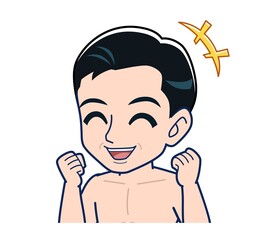 Naked man in black pants