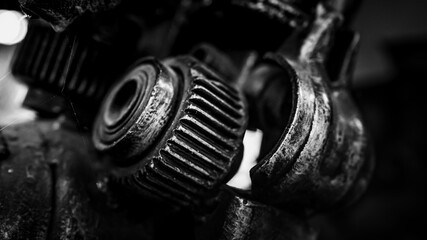 Gear Machine In Black And White Tone