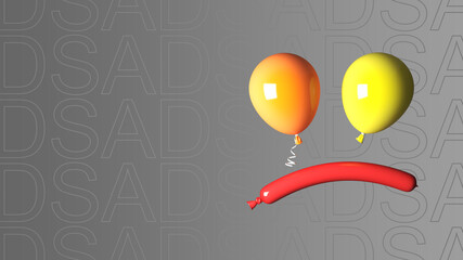 The balloon that floated up was a sad face. 3D rendering