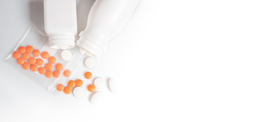 Medical concept, Pills on a white background