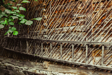 a ladder on the stable wall