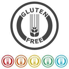 Gluten free label or symbol design ring icon, color set