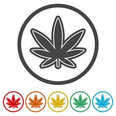 Marijuana ring icon, color set