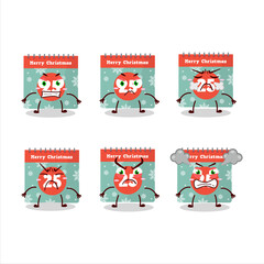 25th december calendar cartoon character with various angry expressions