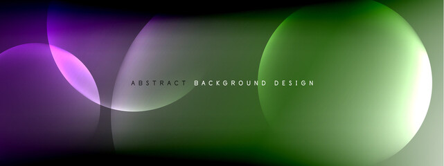 Vector abstract background liquid bubble circles on fluid gradient with shadows and light effects. Shiny design templates for text