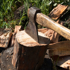 Firewood and ax