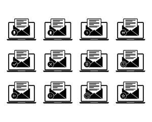 Laptop with envelope email on screen.Message email notification. Illustration vector