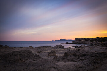 Fototapeta na wymiar Beautiful sunset on the coast of Cyprus