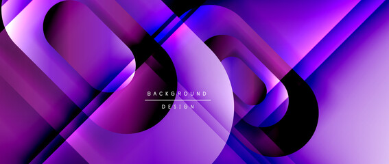 Vector geometric abstract background with lines and modern forms. Fluid gradient with abstract round shapes and shadow and light effects