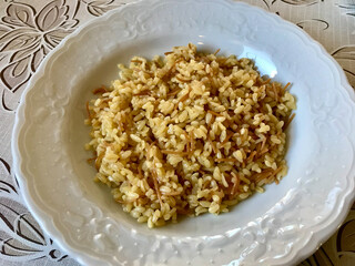 Turkish Homemade Bulghur / Bulgur Rice Pilaf or Pilav.