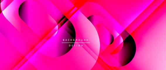 Vector geometric abstract background with lines and modern forms. Fluid gradient with abstract round shapes and shadow and light effects