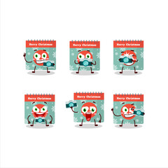 Photographer profession emoticon with 25th december calendar cartoon character