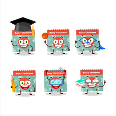School student of 25th december calendar cartoon character with various expressions