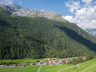 Aerial view of Gries near Laengenfeld, Tyrol, Austria