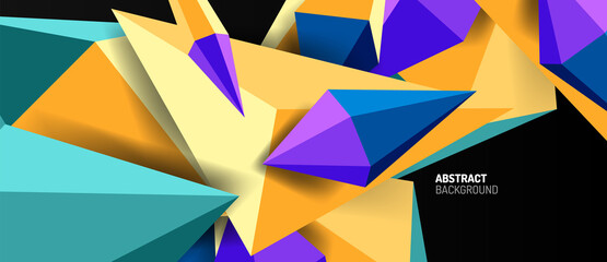 3d low poly abstract shape background vector illustration