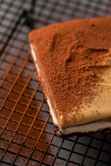 Closeup on no bake eco-friendly pecan cake