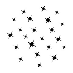Stars background. Sparkles isolated on white. Shine vector stars. Black on white. . Vector illustration