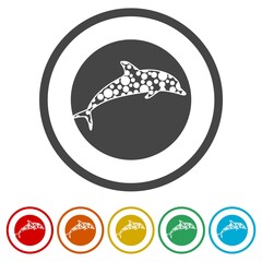 Dolphin ring icon, color set