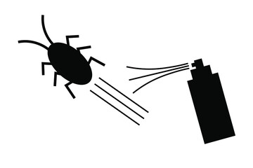 スプレーから逃げるゴキブリのシルエット