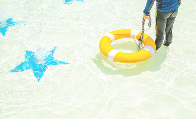 Abstract blur outdoor swimming pool for kids. Background