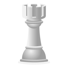 White chess rook icon. Cartoon of white chess rook vector icon for web design isolated on white background