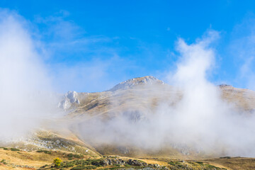 Mountain landscapes of beautiful grass, lakes, rocks and outdoors