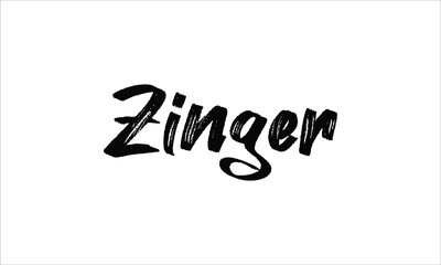 Zinger Typography Hand drawn Brush lettering words in Black text and phrase isolated on the White background