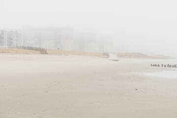 Foggy beach in the early morning