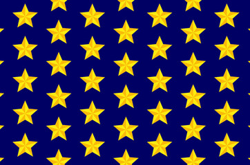 Yellow five-pointed star on blue background - vector pattern