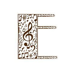 Abstract vector alphabet - E made from music notes - alphabet set