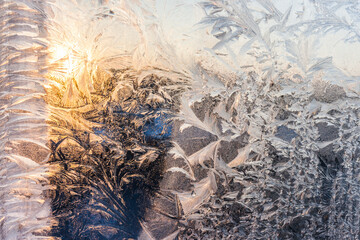 the frosty patterns on the window