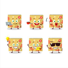 1st december calendar cartoon character with various types of business emoticons