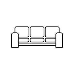 Sofa flat line icon. Apartment furniture sign, vector illustration of living room couch.