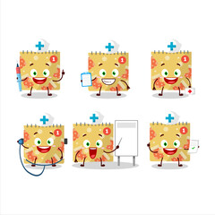Doctor profession emoticon with 1st december calendar cartoon character