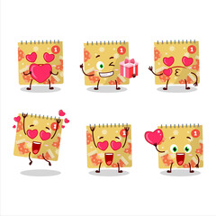 1st december calendar cartoon character with love cute emoticon