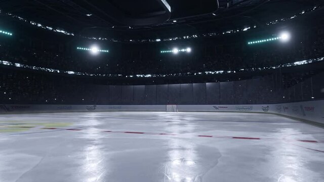 hockey arena with animated funs 3d video render. 