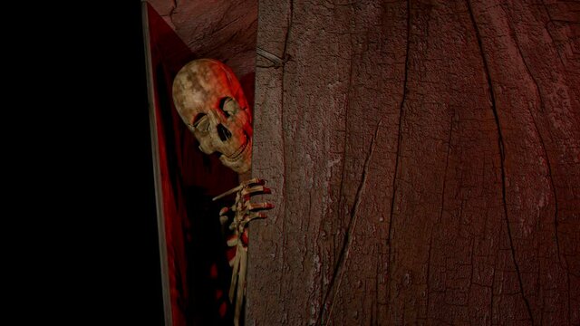 Scary Skeleton Opening the Coffin