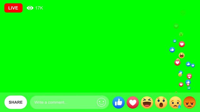 social media icon animation motion on live streaming come across on green screen