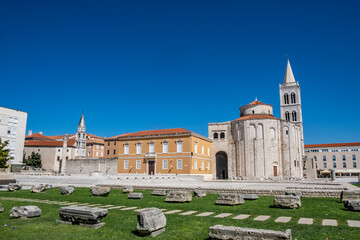 Historic center of the Croatian town of Zadar at the Mediterranean Sea, Europe.