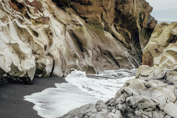 rock wakk  in the ocean in the Iceland