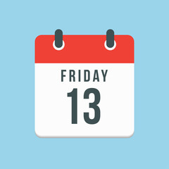 Vector icon day page calendar, date Friday 13