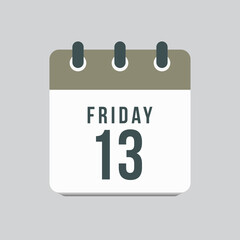 Vector icon day page calendar, date Friday 13
