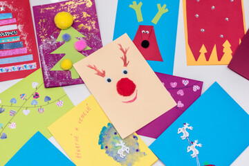 unique creative colorful christmas cards made by children