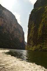 The steep and beautiful Sumidero Canyon in Chiapas, Mexico
